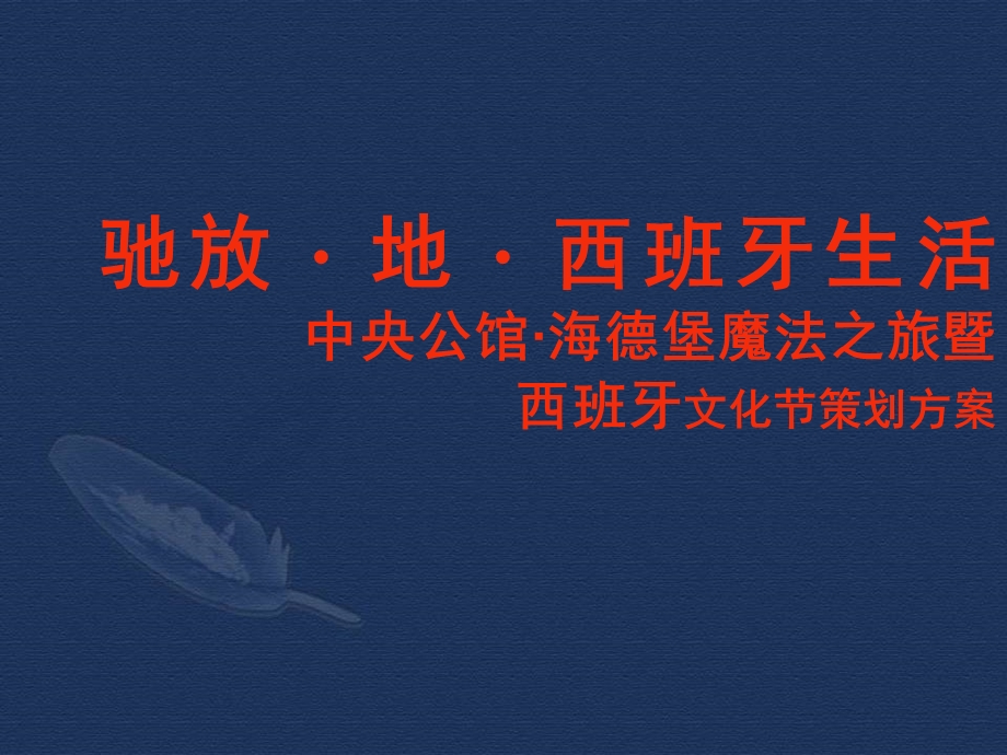 驰放·地·西班牙生活中央公馆·海德堡魔法之旅暨西班牙文化节策划方案.ppt_第1页