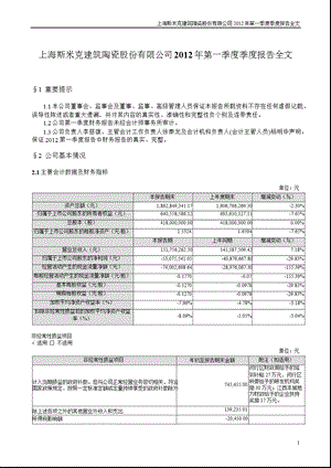 斯 米 克：第一季度报告全文.ppt