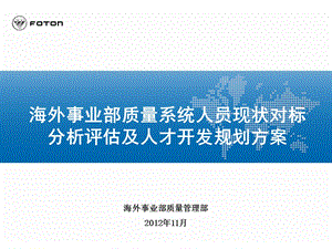 3463609919海外事业部质量管理部人员现状对标分析评估及人才开发规划方案.ppt