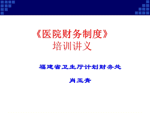 新医院财务制度培训讲义（肖玉青）福建卫生信息网.ppt