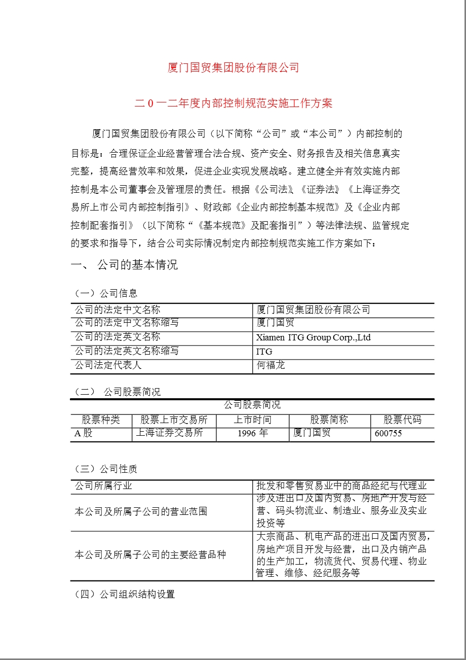 600755 厦门国贸内部控制规范实施工作方案.ppt_第1页