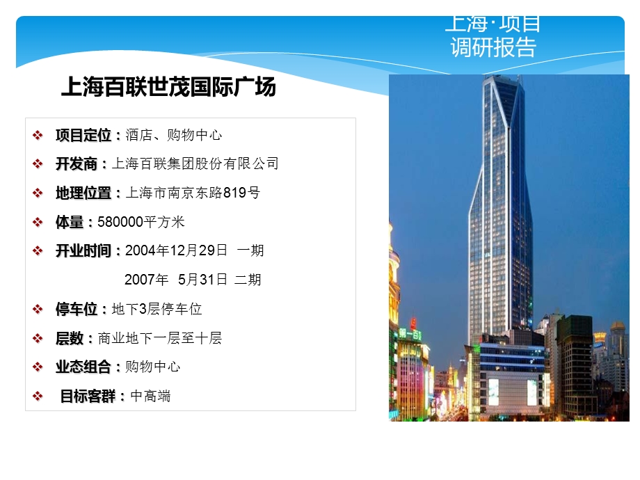 上海百联世茂市场调查.ppt_第1页