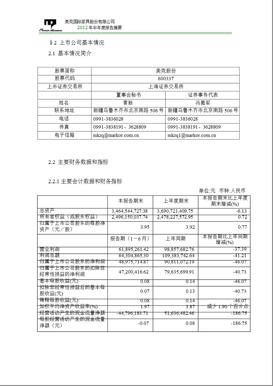 600337_ 美克股份半年报摘要.ppt_第2页