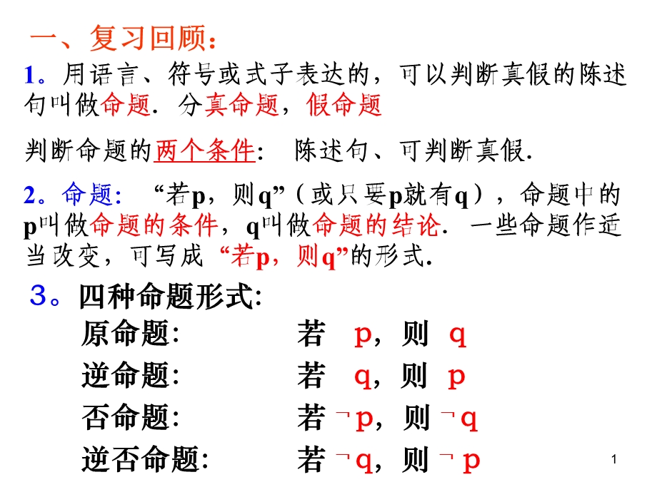 人教版高中数学常用逻辑用语复习小结.ppt_第1页