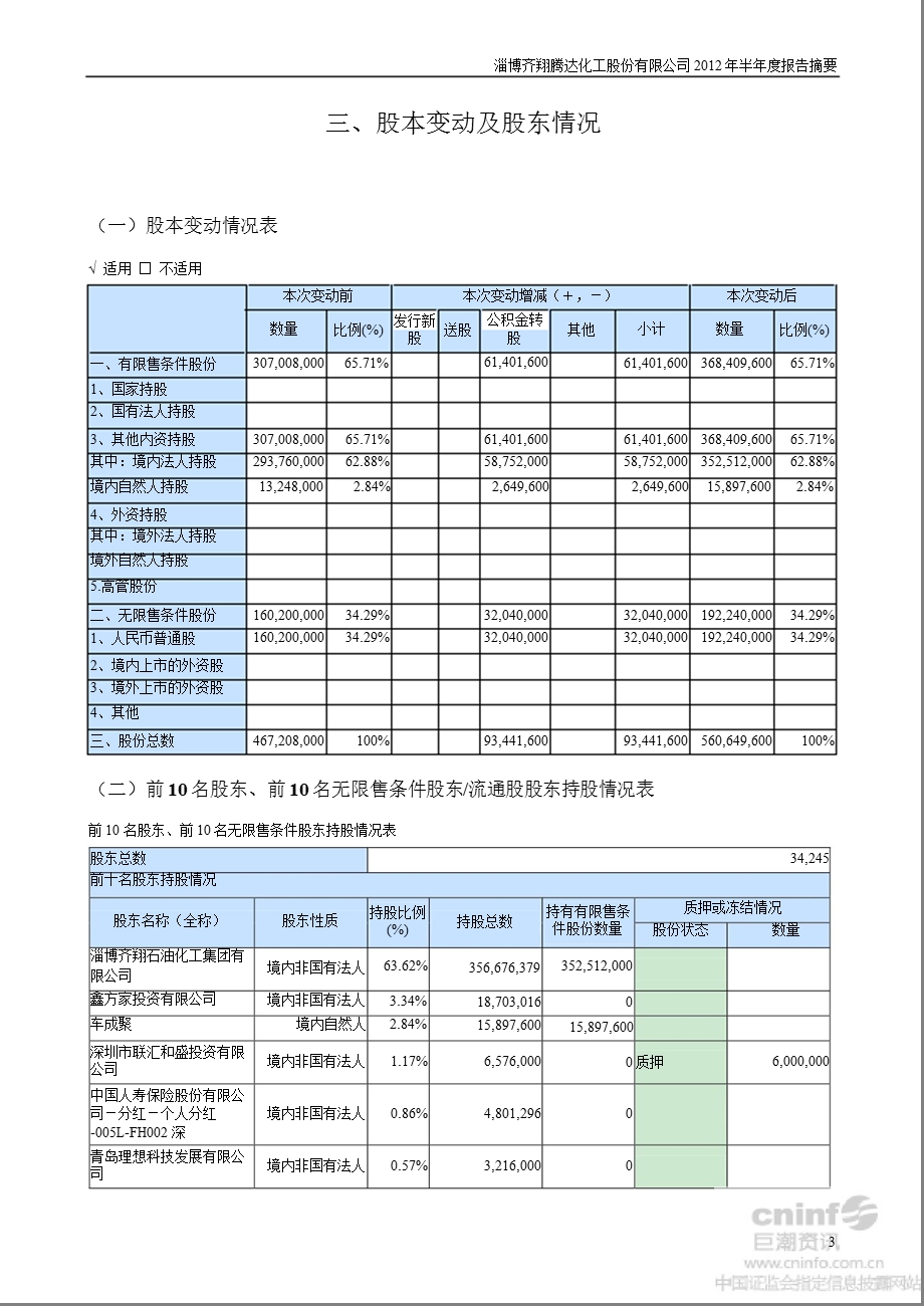 齐翔腾达：2012年半年度报告摘要.ppt_第3页