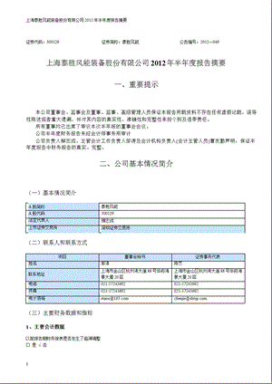 泰胜风能：半报告摘要.ppt