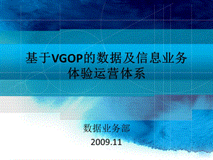 基于VGOP的数据及信息业务体验运营体系.ppt