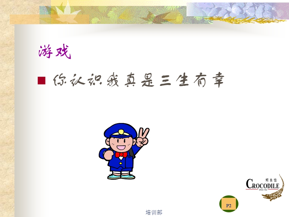 鳄鱼恤有限公司基础培训多元化服务标准.ppt_第2页