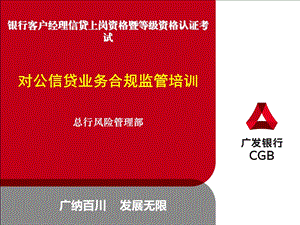 银行客户经理信贷上岗资格暨等级资格认证考试对公信贷业务合规监管培训.ppt