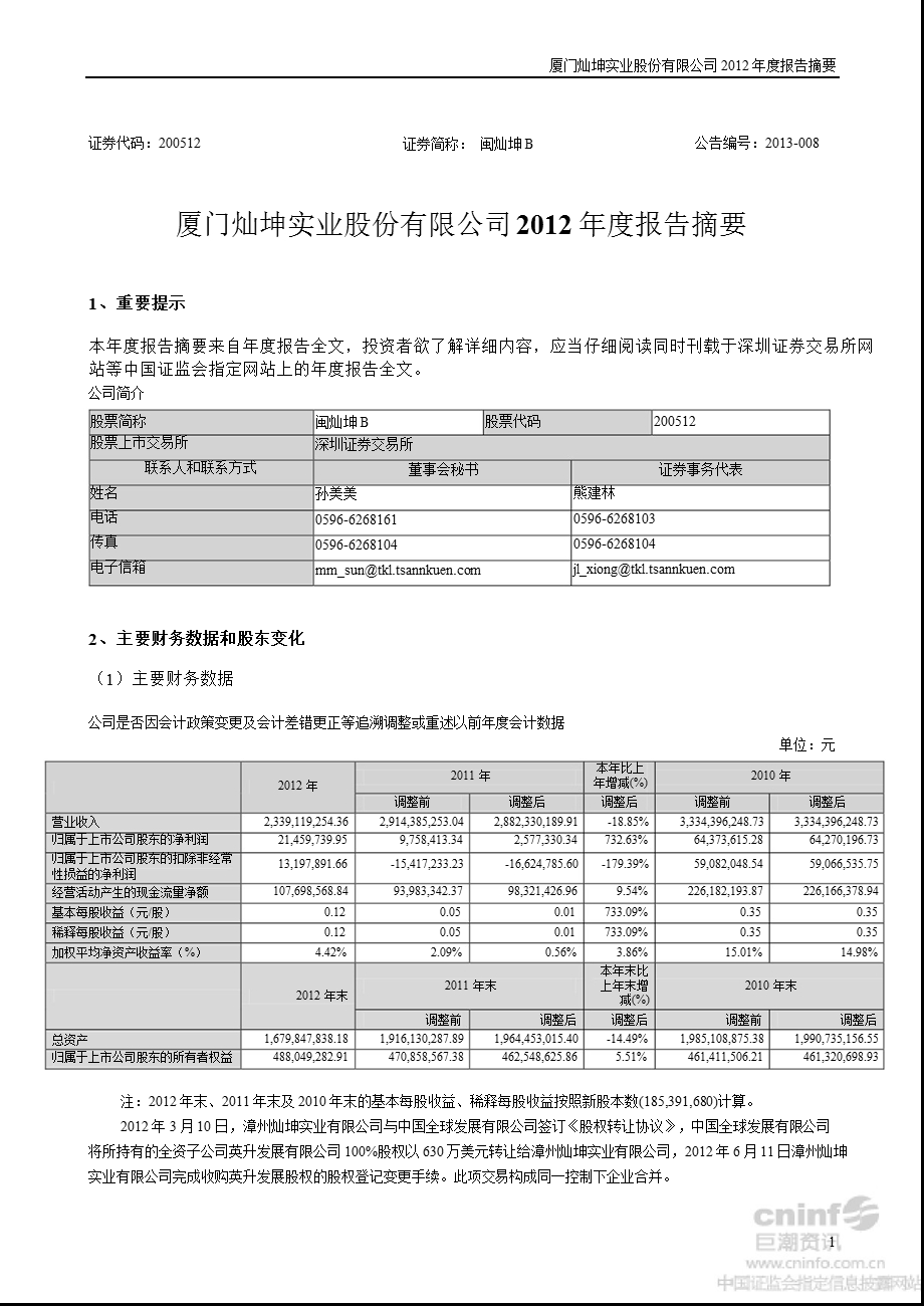 闽灿坤Ｂ：报告摘要.ppt_第1页