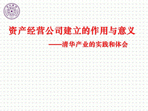 资产经营公司建立的作用与意义.ppt