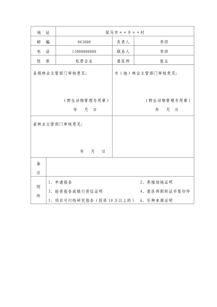 山西省野生动物驯养繁殖许可证申请表.doc_第2页