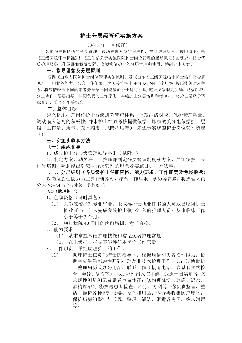 护士分层级管理实施方案.doc_第1页