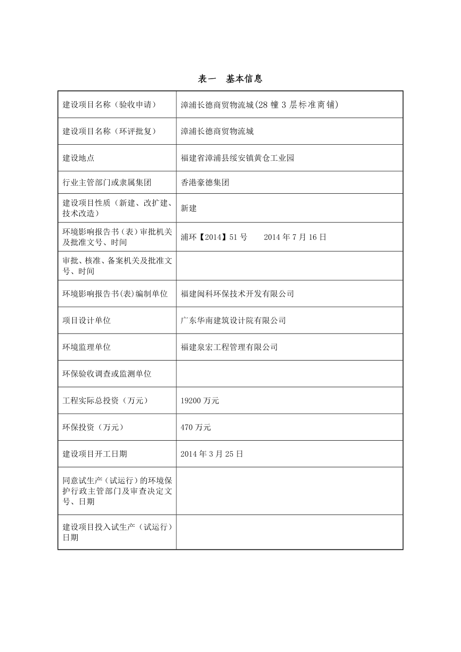 环境影响评价报告公示：漳浦长德商贸物流城建设竣工环境保护验收申请报告表环评报告.doc_第3页