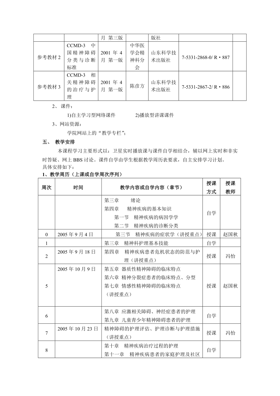 精神障碍护理学课程教学实施计划.doc_第3页