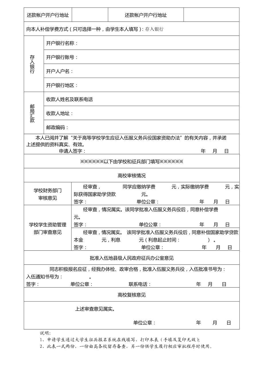 高校学生应征入伍学费补偿国家助学贷款代偿申请表.doc_第2页