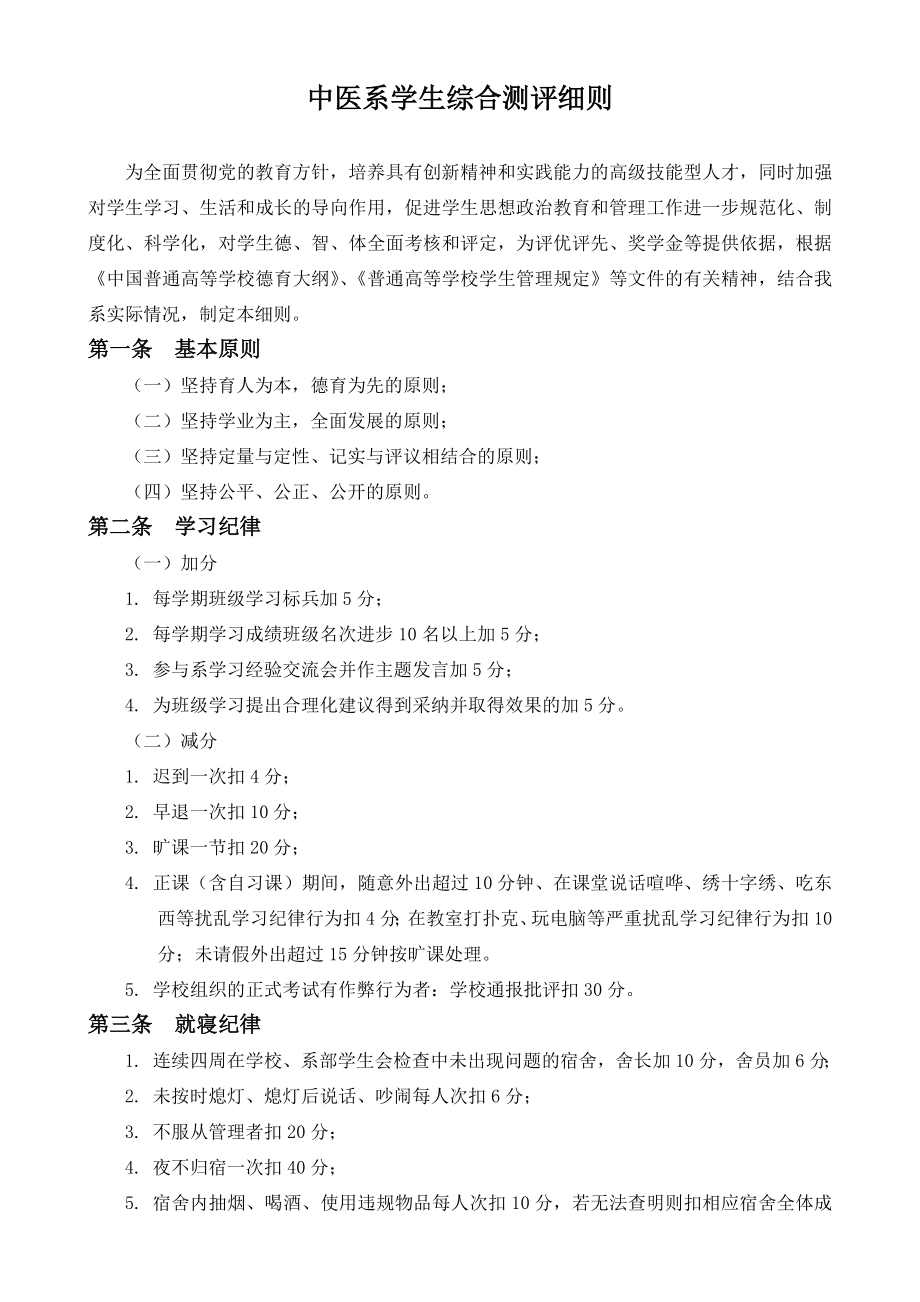 中医系学生综合测评细则.doc_第1页