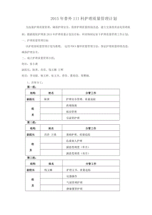 医院普外护理质量管理计划.doc