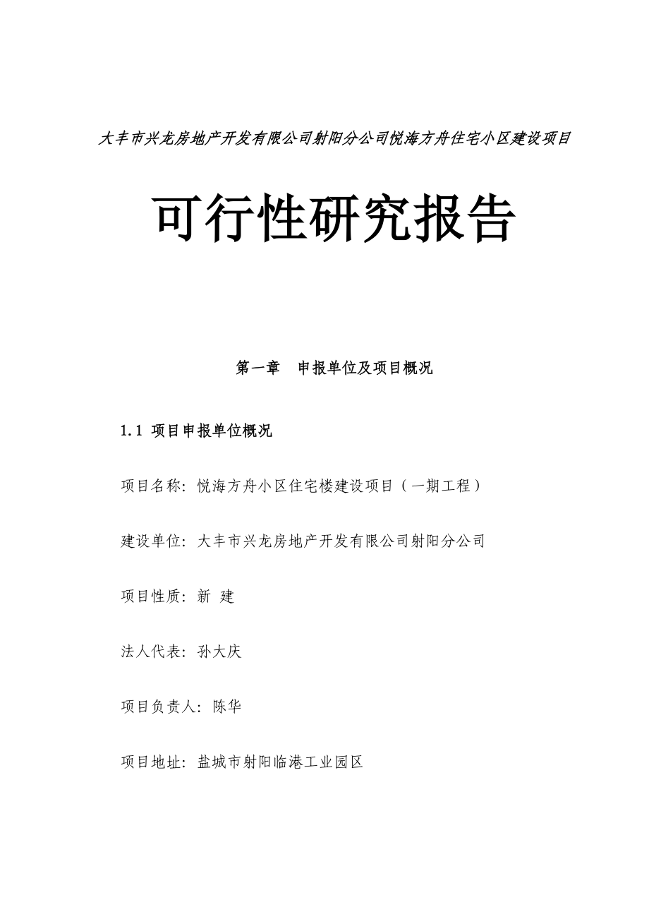 悦海方舟建设项目申请报告.doc_第1页