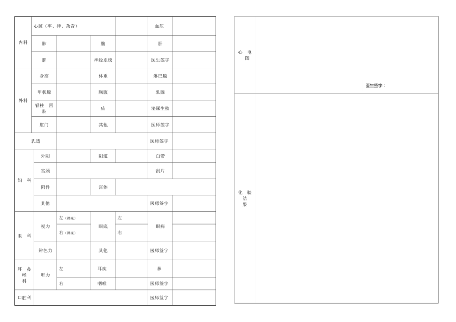 体检表三甲医院标准体检表模板.doc_第1页