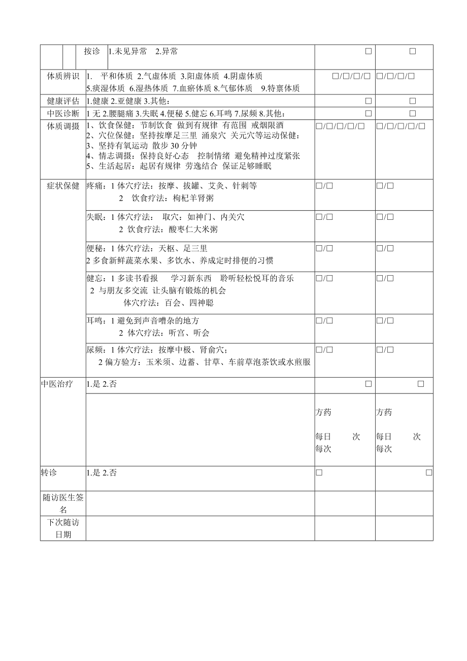 老人中医健康管理随访服务记录表.doc_第2页