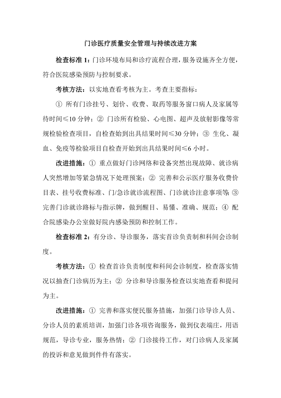 医院门诊医疗质量安全管理与持续改进方案.doc_第1页