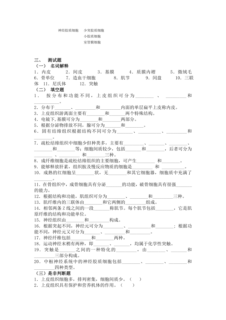 人体解剖学课后习题——基本组织（含答案）.doc_第3页