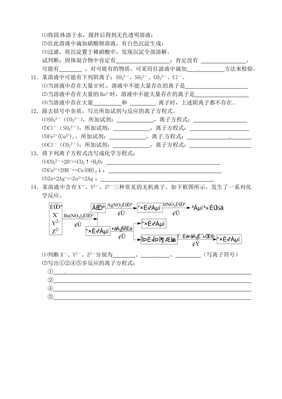 高中化学 离子反应检测 新人教版必修1.doc_第2页