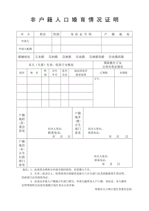 常熟市非户籍人口婚育情况证明.doc