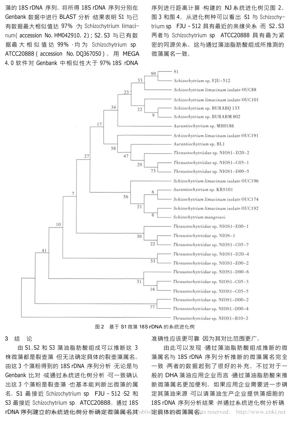 通过DHA藻粉的18SrDNA序列验证藻油脂肪酸组成推断DHA微藻属名.doc_第3页