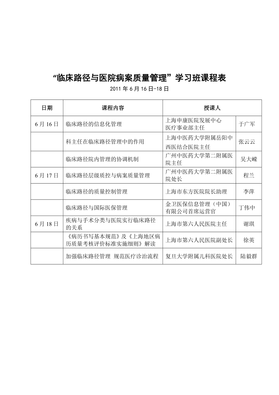 病案管理与医疗质量持续改进培训班课程表.doc_第2页