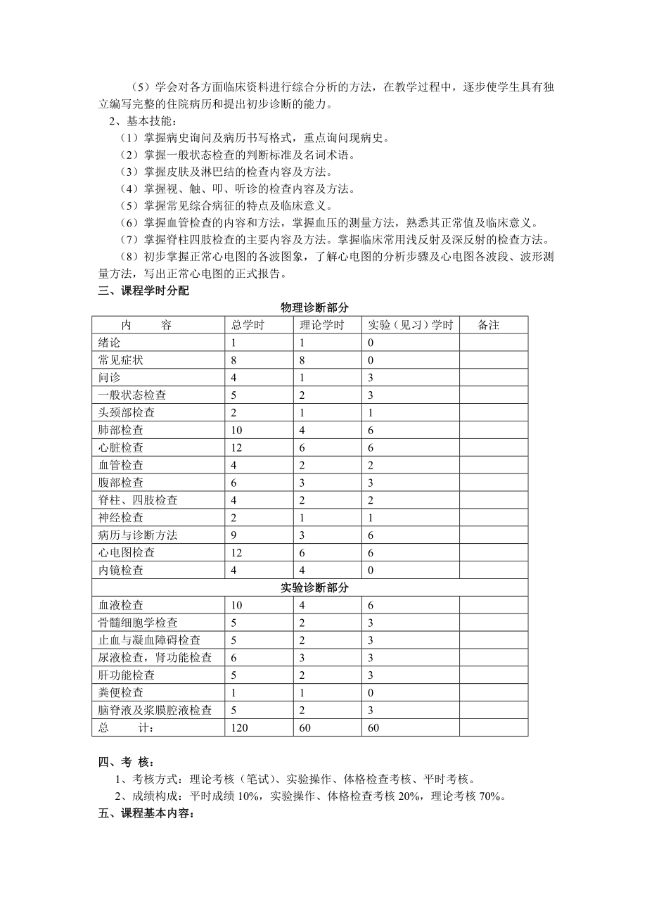 《诊断学》教学大纲编写说明长治医学院教务处.doc_第2页