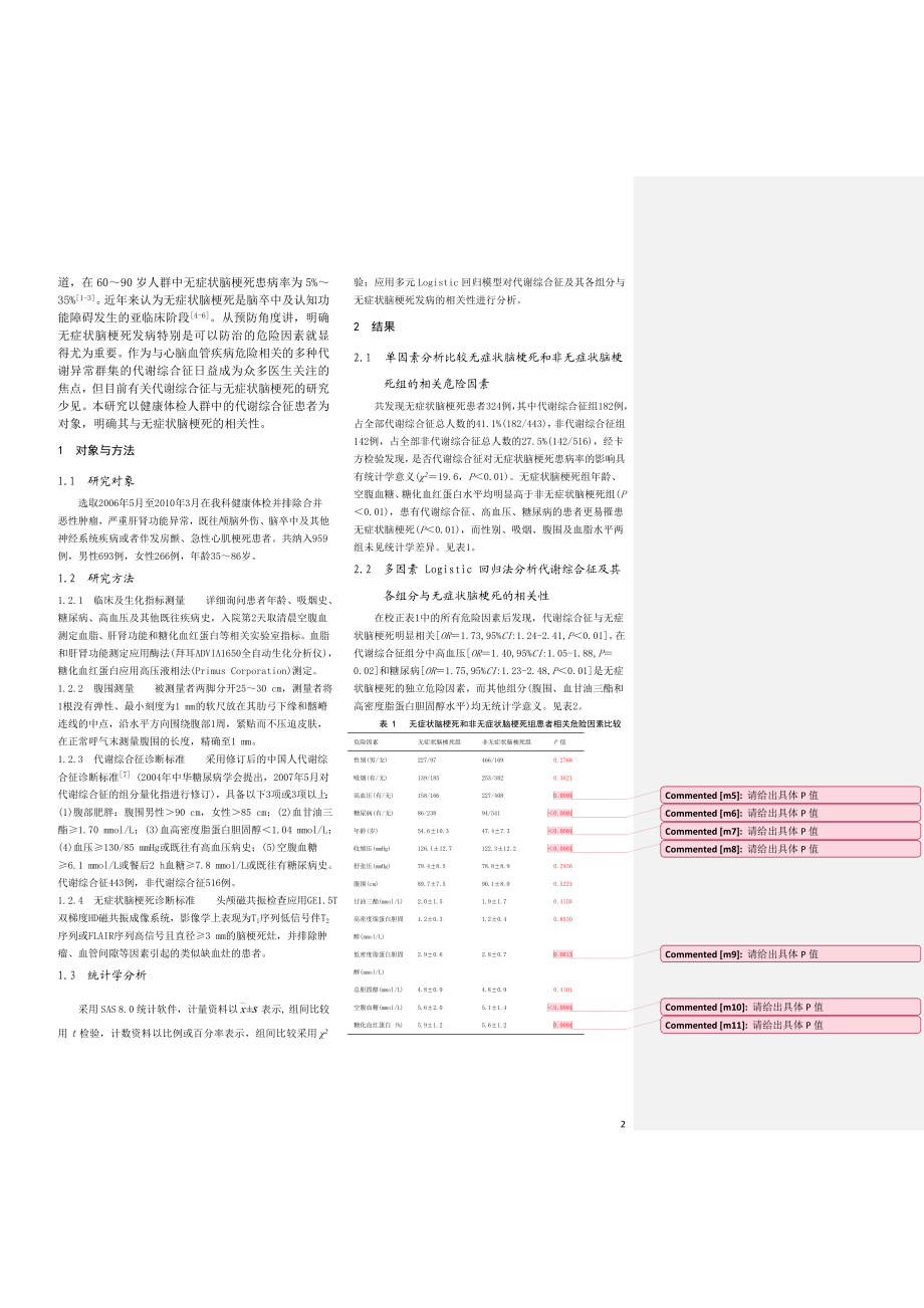 代谢综合征与无症状脑梗死的相关性研究.doc_第2页