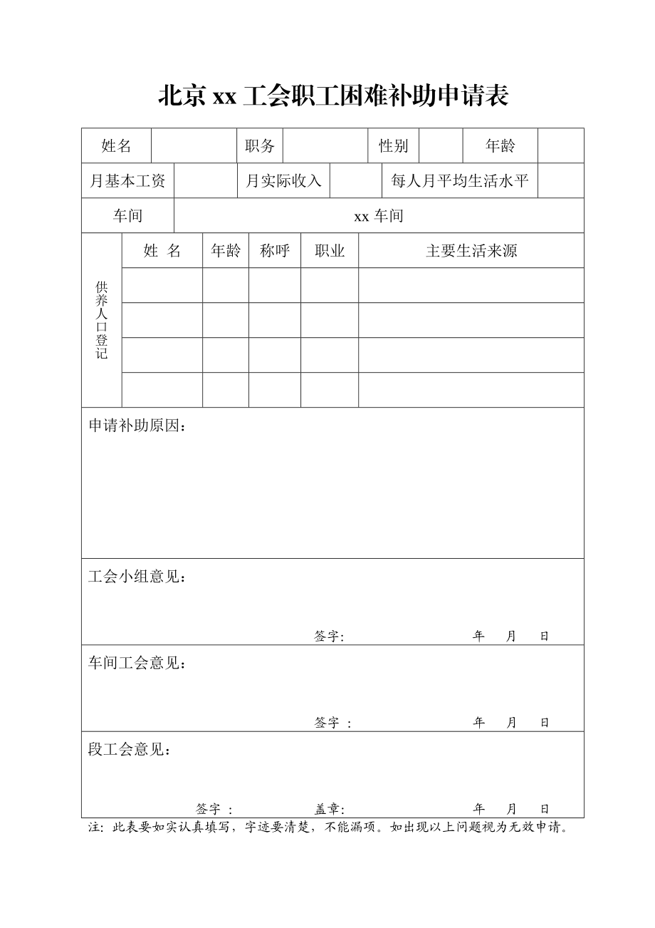 北京xx工会职工困难补助申请表.doc_第1页