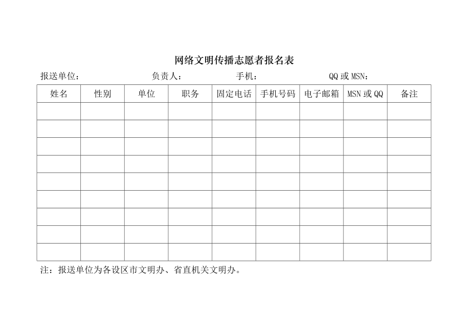 网络文明传播志愿者报名表.doc_第1页