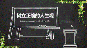 黑板手绘风树立正确的人生观价值观PPT模板课件.pptx