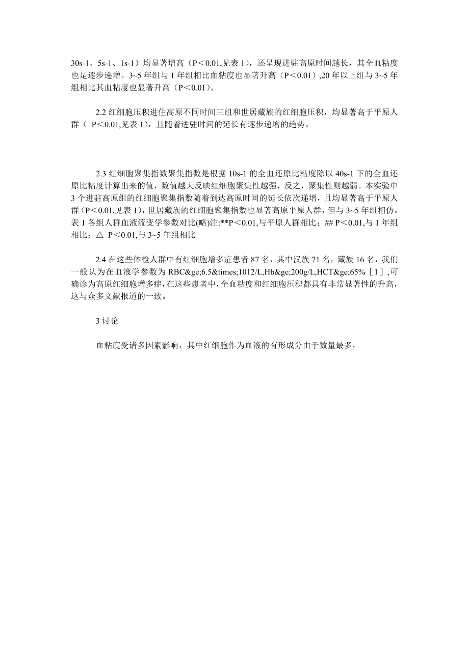 高原红细胞增多与高血粘度发生的相关分析.doc_第2页