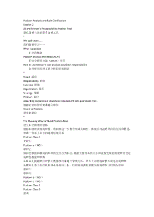 美世职位（中英文对照完整版）HR必备Position Analysis and Role Clarification[全文].doc