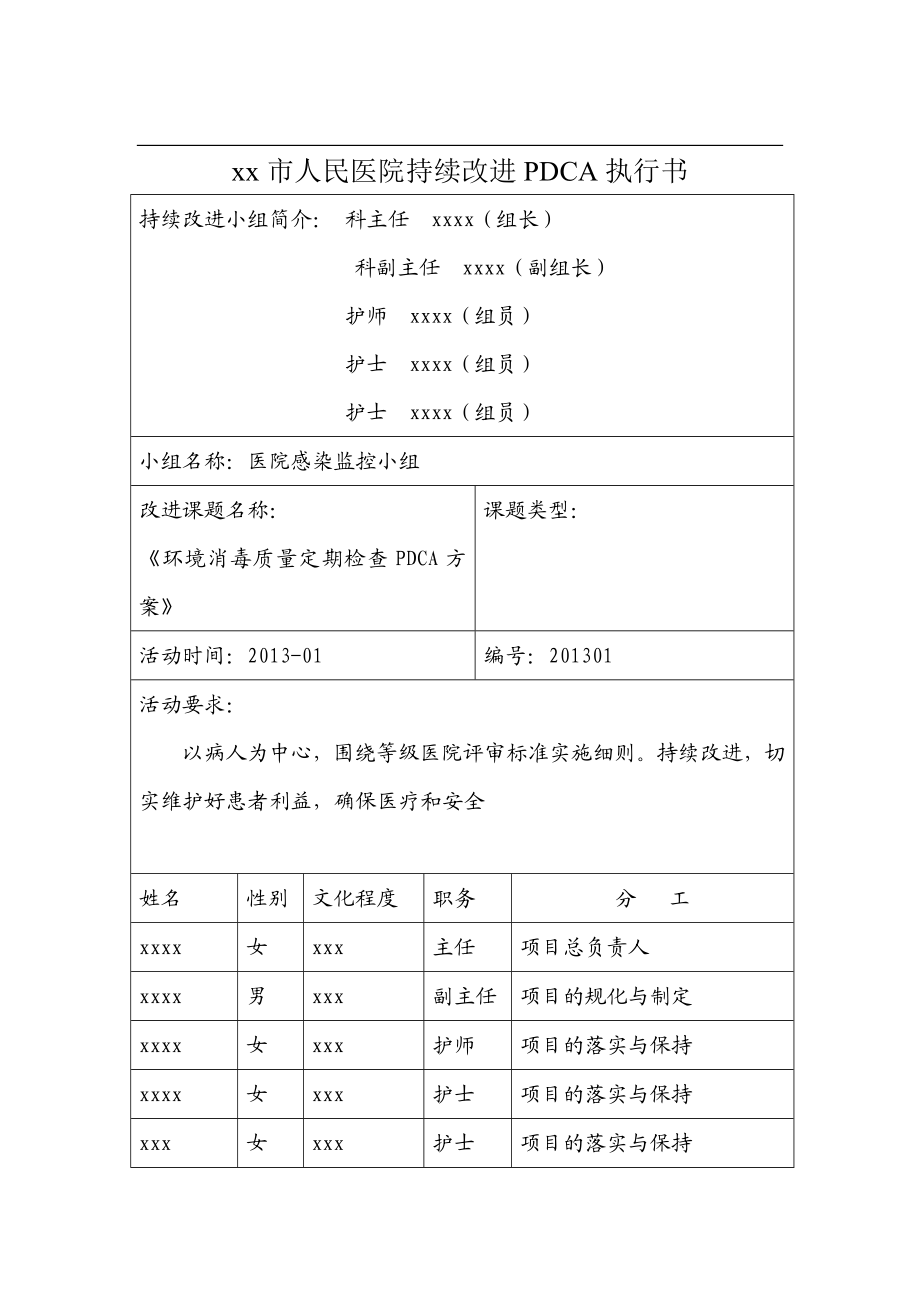 1月份医院感染PDCA.doc_第1页