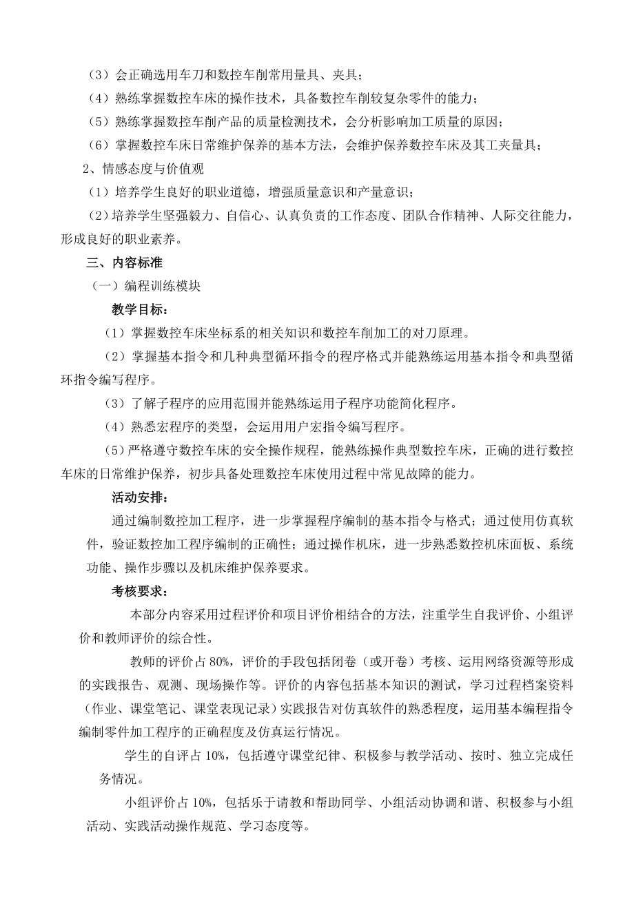 《数控车削实训与考级》课程标准.doc_第2页