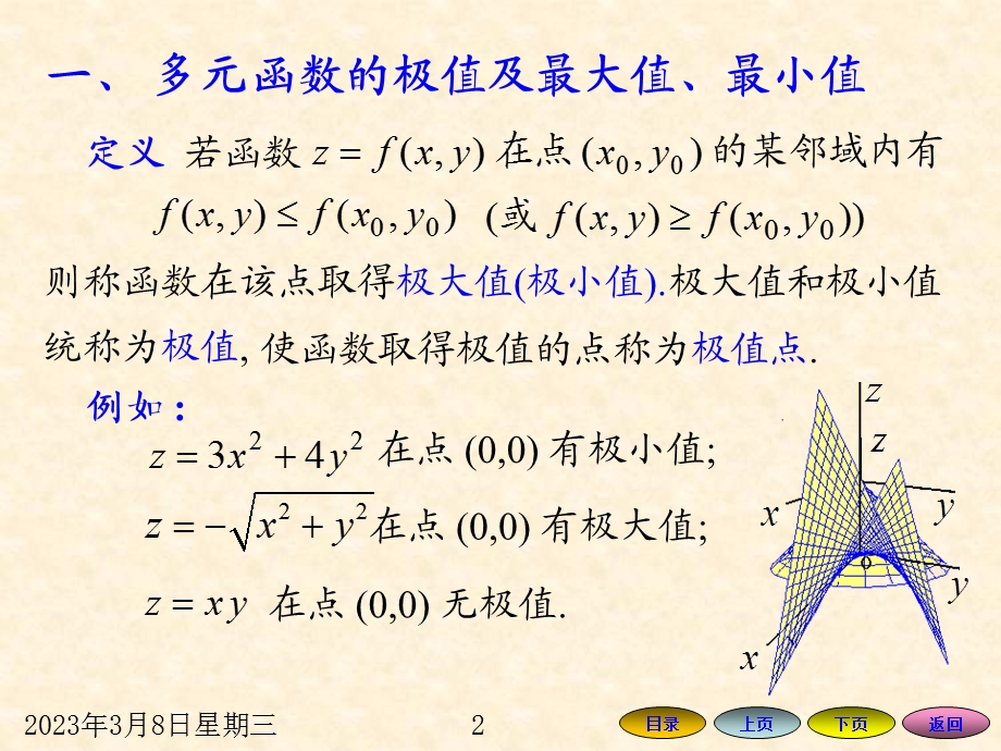 高数7.8 多元函数的极值及其求法分析课件.ppt_第2页