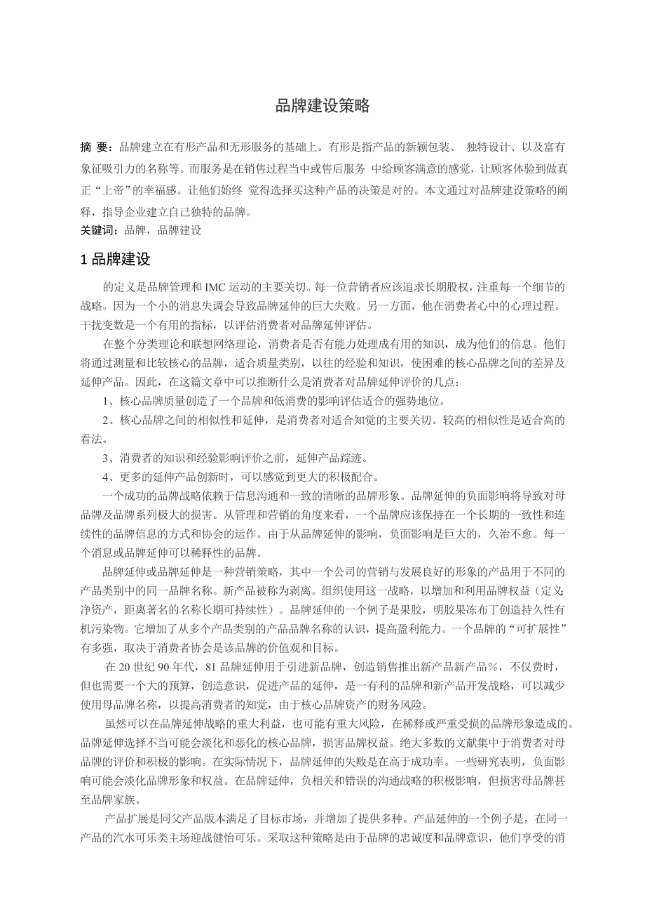 品牌建设策略外文翻译.doc_第1页