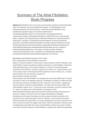 Summary of The Atrial Fibrillation Study Progress医学专业英语论文.doc