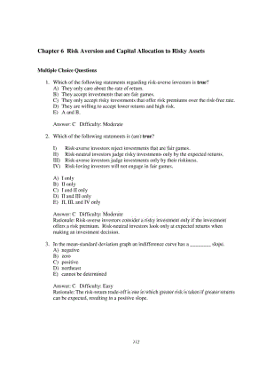 投资学第7版TEST BANK答案06.doc