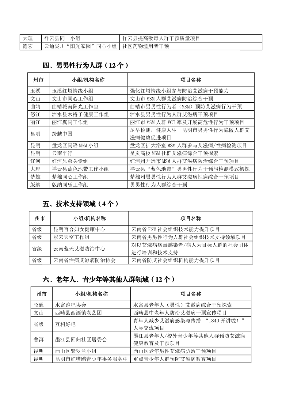 云南省防治艾滋病政府购买社会组织服务工作拟立项项.doc_第3页