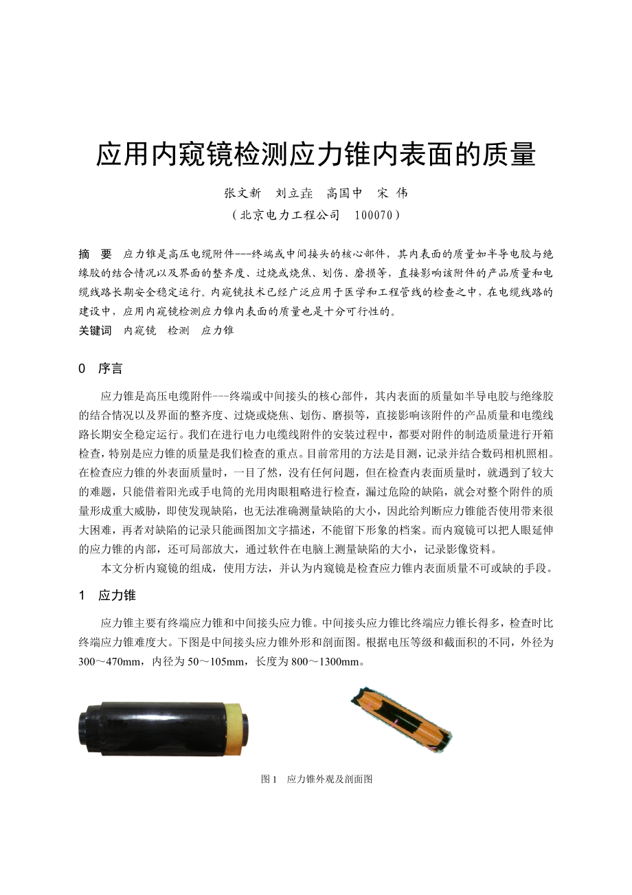 现场试验及方法应用内窥镜检测应力锥内表面的质量.doc_第1页