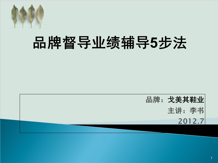 品牌督导业绩提升的辅导5步法培训大纲课件.ppt_第1页