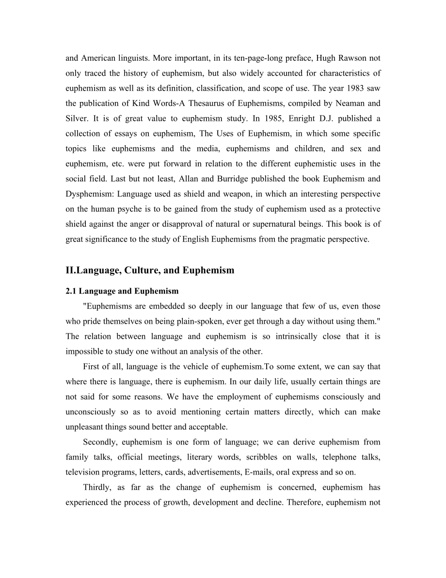 The Influence of Language and Culture on Euphemism英语专业毕业论文.doc_第3页