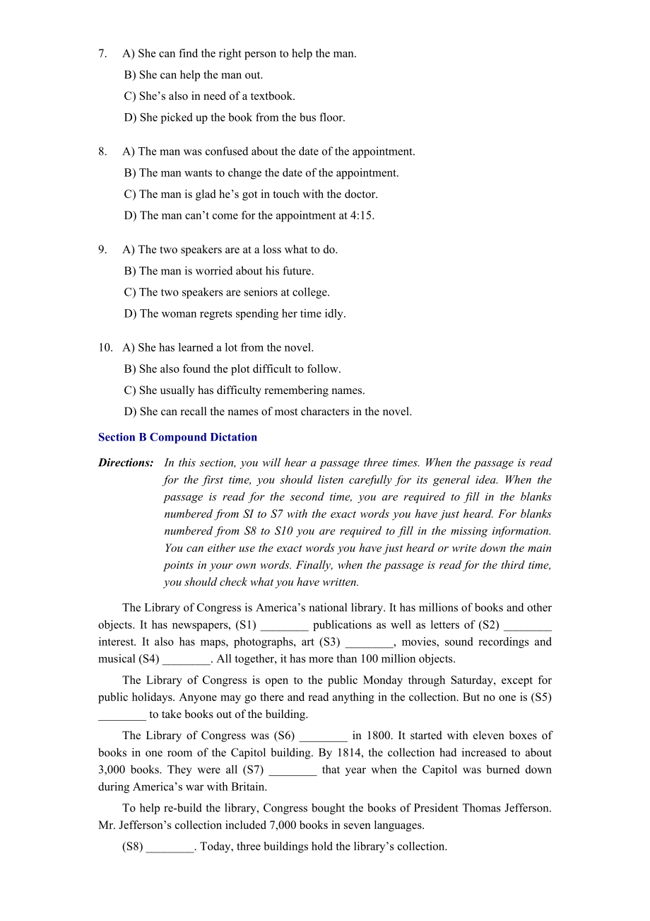 20046月19日大学英语四级(CET4)真题试卷 .doc_第2页