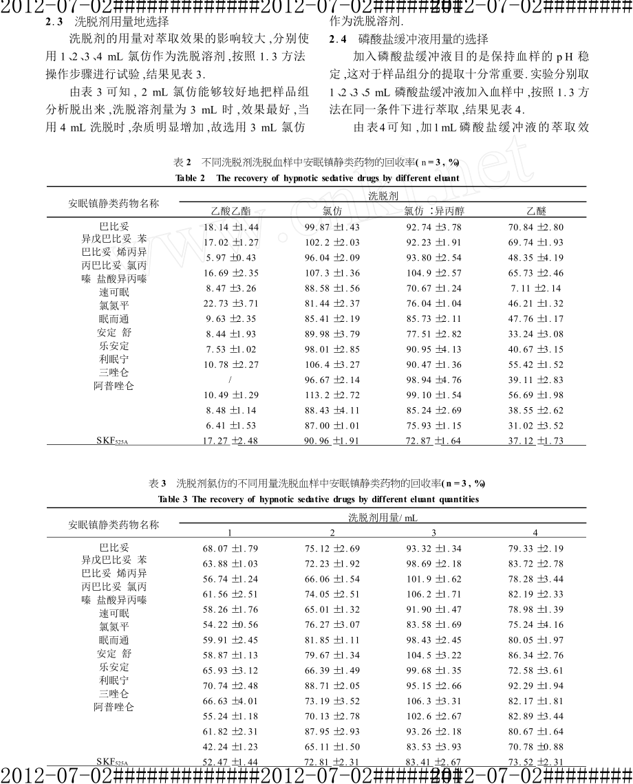 血中安眠药物的固相萃取GCMS分析方法研究.doc_第3页